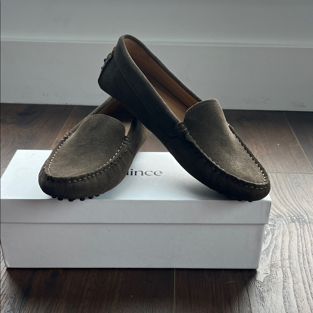 NIB Quince 100%Suede Driving Loafers/Medium Brown - size 8 - Picture 2 of 11